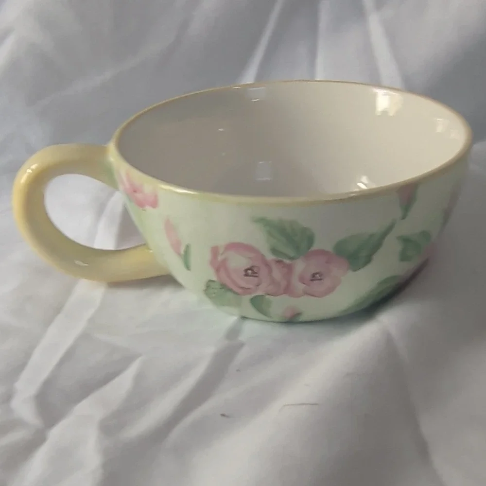 Tea For One Floral Ceramic Teapot Cup & Lid Set 3-Piece Boxed Green Pink